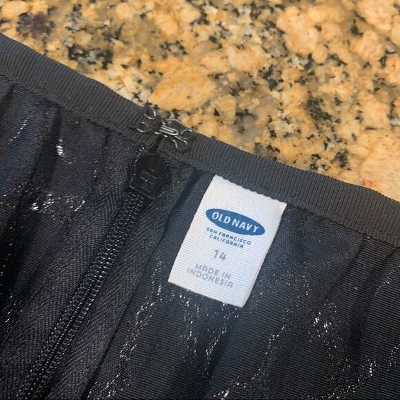 Black Leopard Print Shiny Skirt Size 14 Metallic Tonal Black On Black - Picture 9 of 11